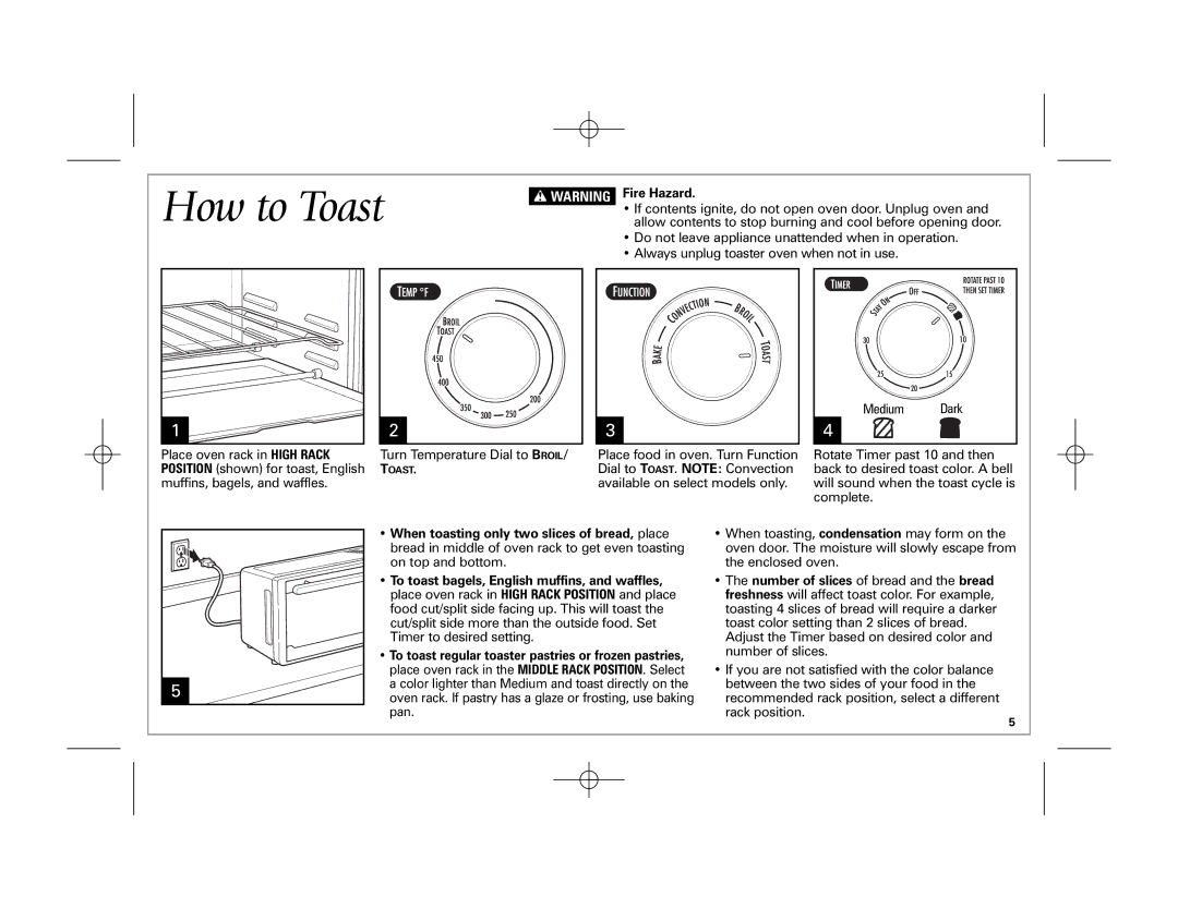 Hamilton Beach 31506, 31511, 31512, 31508 manual How to Toast 