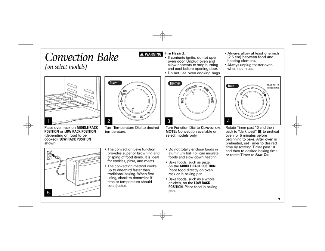 Hamilton Beach 31508, 31511, 31506, 31512 manual Convection Bake 