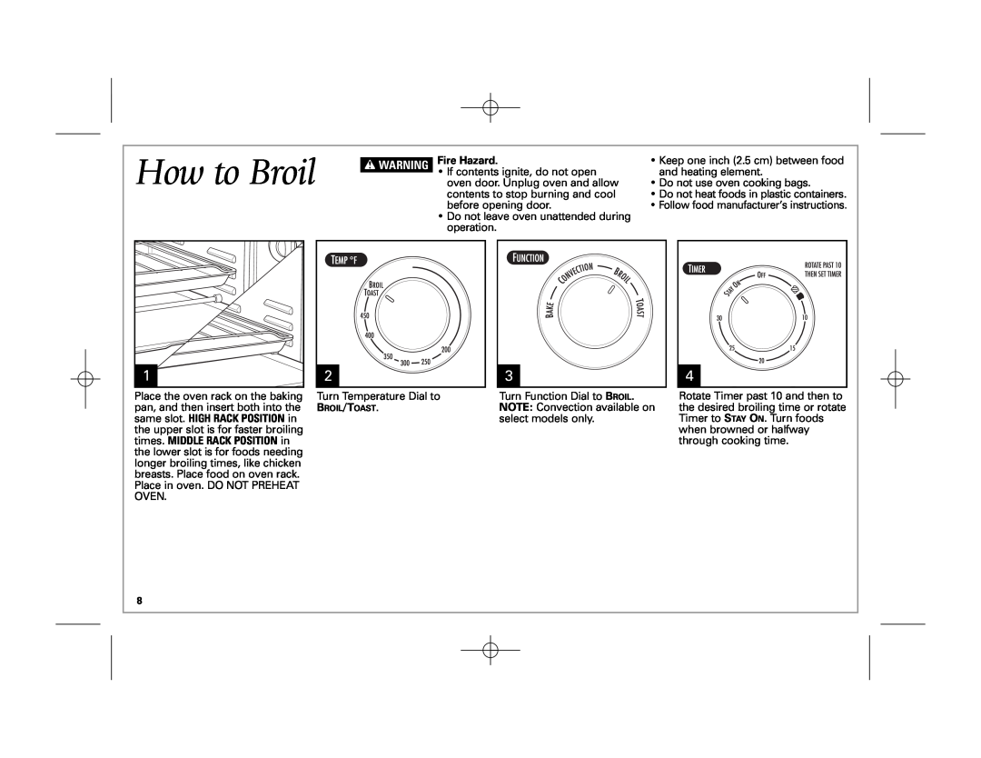 Hamilton Beach 31511, 31506, 31512, 31508 manual How to Broil, w WARNING 
