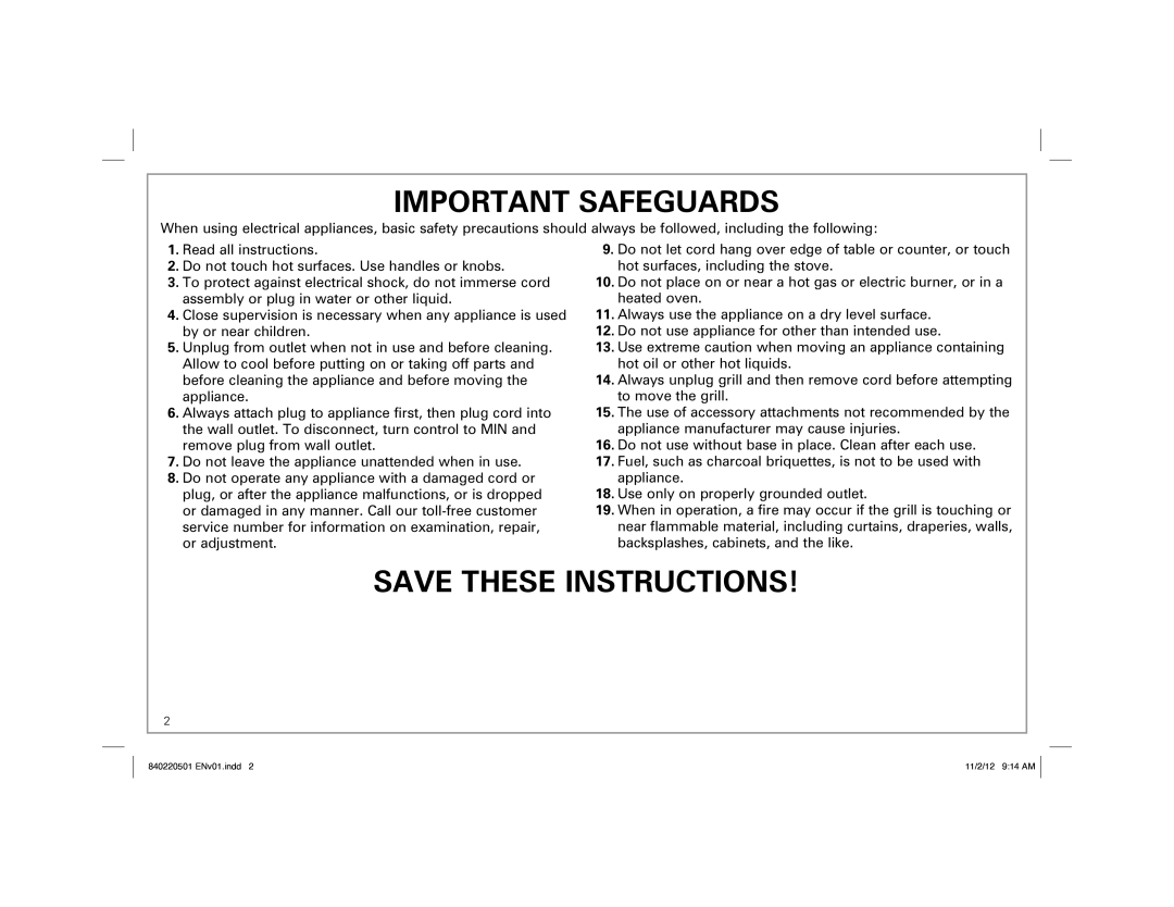 Hamilton Beach 31605N, 31606N manual Important Safeguards 