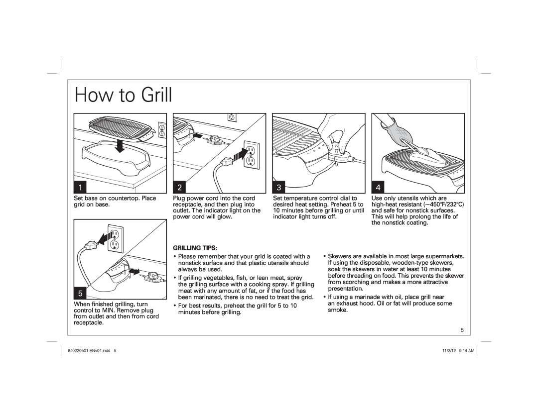 Hamilton Beach 31606N, 31605N manual How to Grill, Grilling Tips 