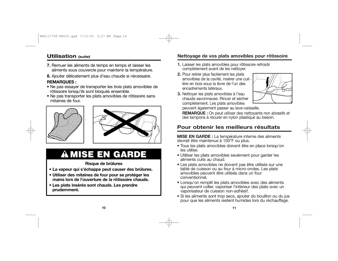 Hamilton Beach 32507S manual Utilisation suite, Pour obtenir les meilleurs résultats 