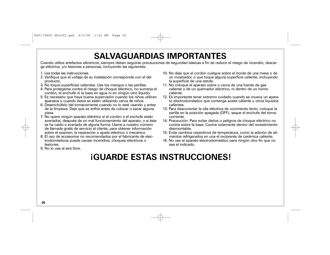 Hamilton Beach 33041 manual Salvaguardias Importantes 