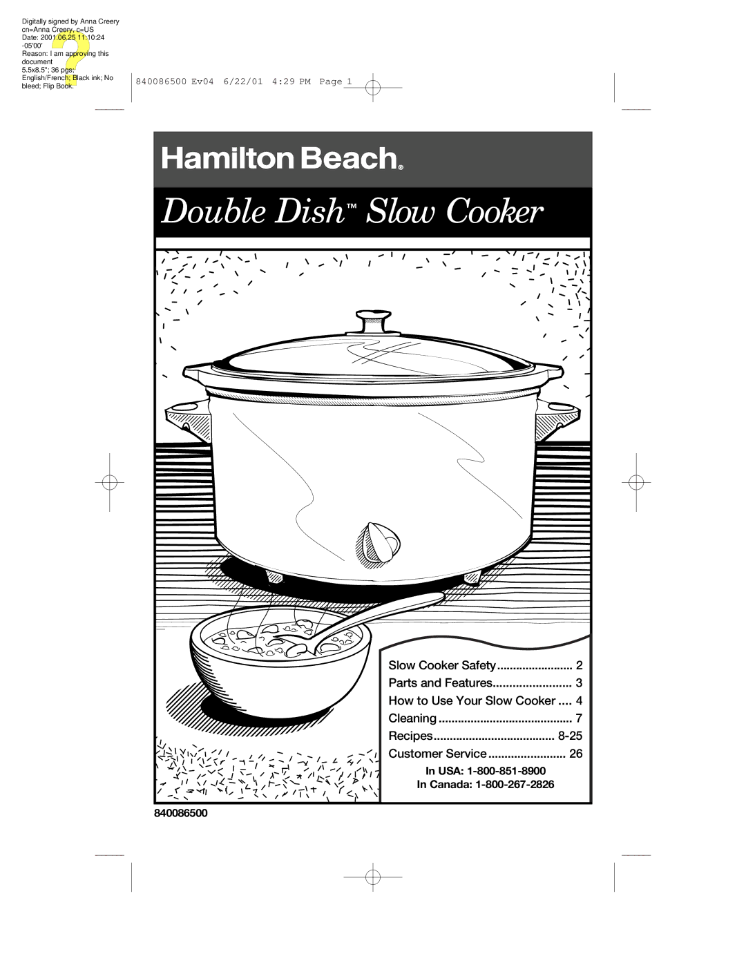 Hamilton Beach 33158 manual Double Dish Slow Cooker 