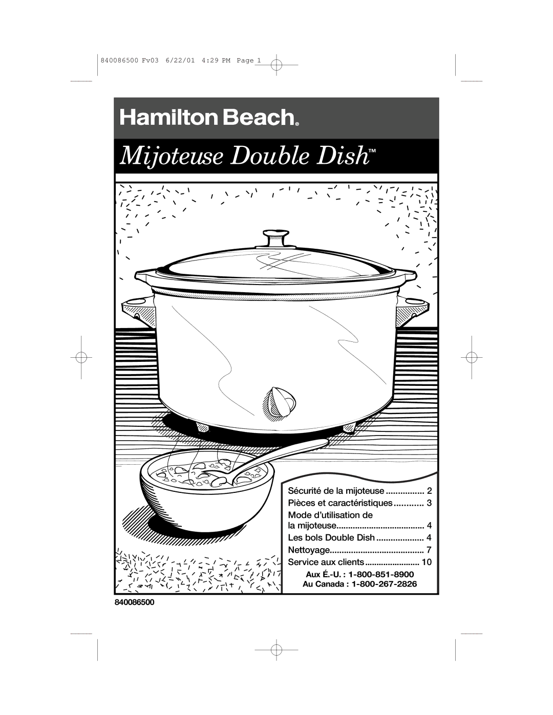 Hamilton Beach 33158 manual Mijoteuse Double Dish 