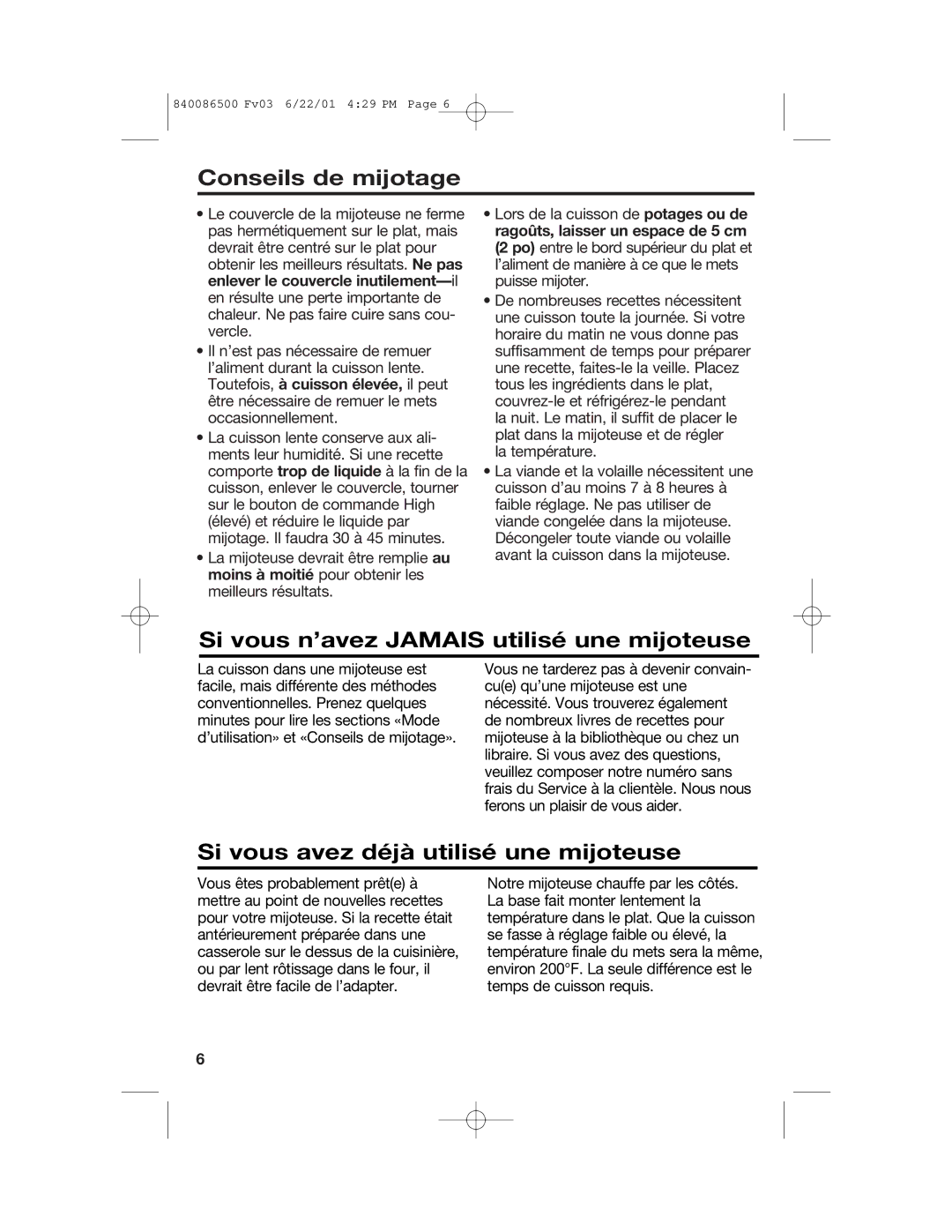 Hamilton Beach 33158 manual Conseils de mijotage, Si vous n’avez Jamais utilisé une mijoteuse 