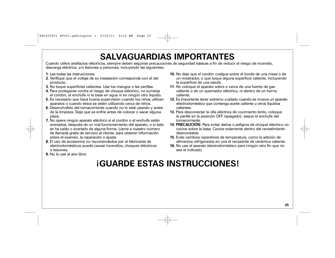 Hamilton Beach 33461, 33472 manual Salvaguardias Importantes 