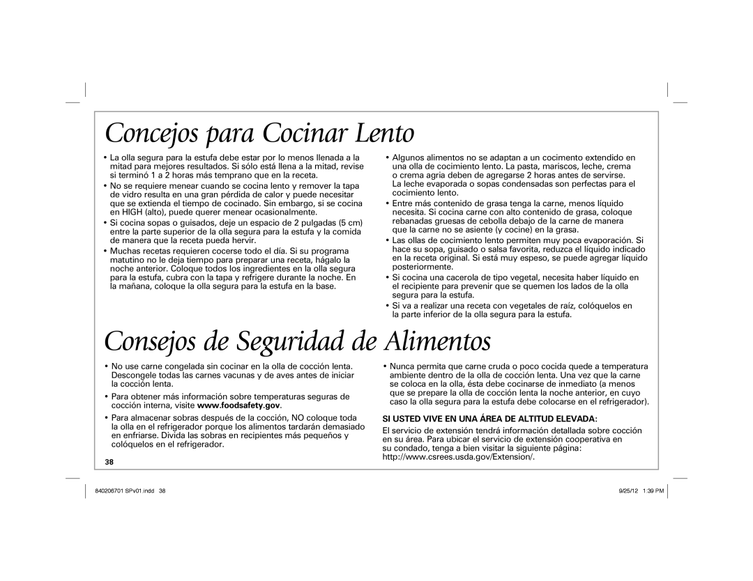 Hamilton Beach 33567T manual Concejos para Cocinar Lento, Consejos de Seguridad de Alimentos 