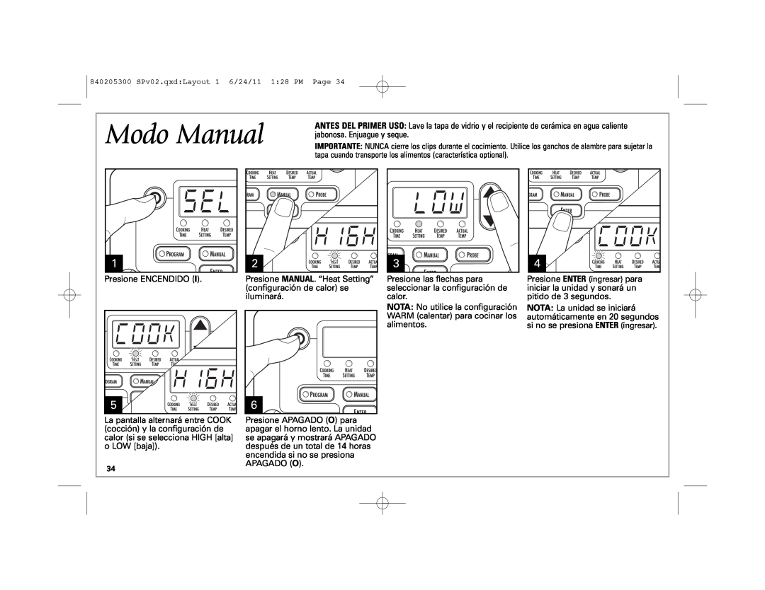 Hamilton Beach 33969 manual Modo Manual 