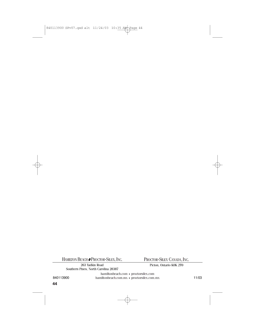 Hamilton Beach 35015 manual Proctor-Silex, Inc 