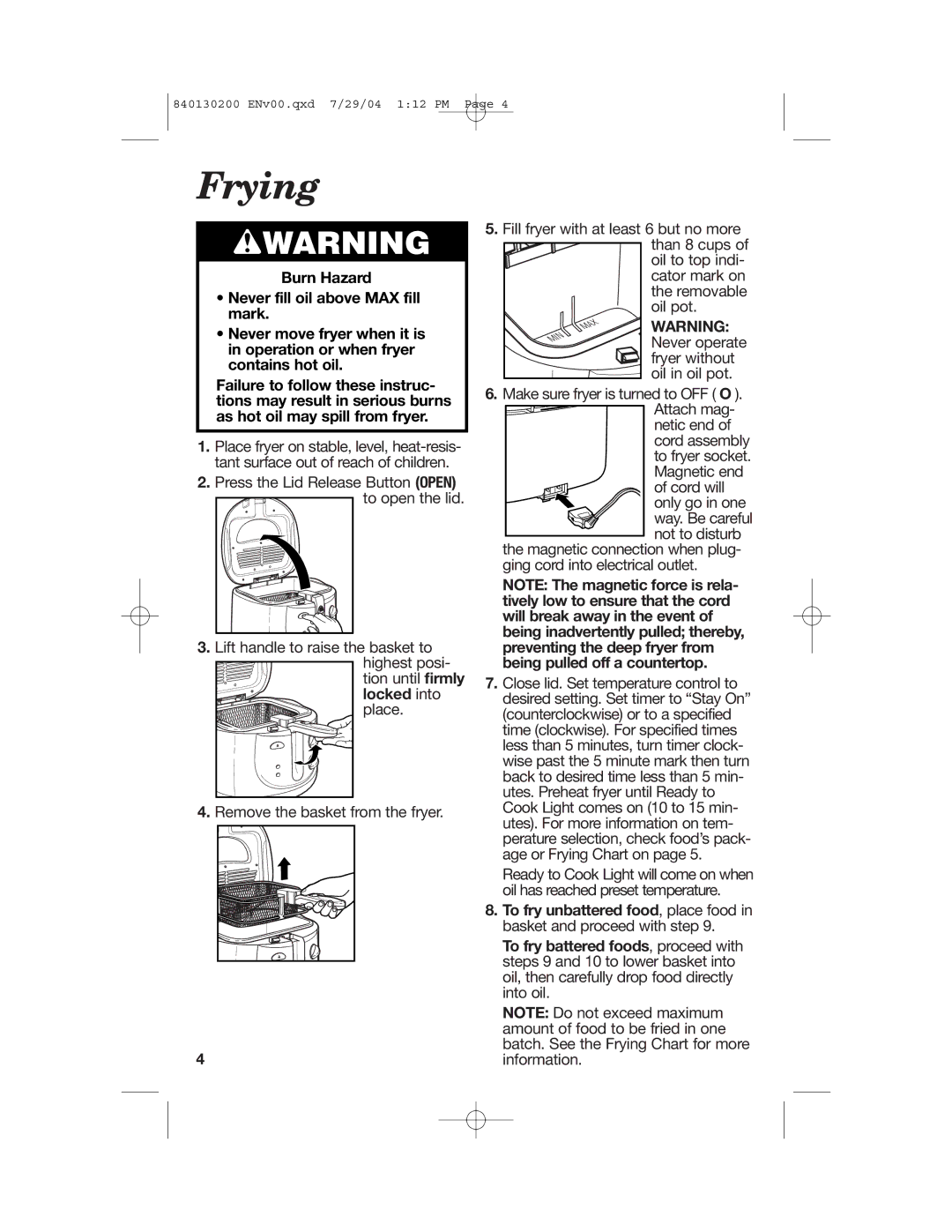 Hamilton Beach 35020C manual Frying 