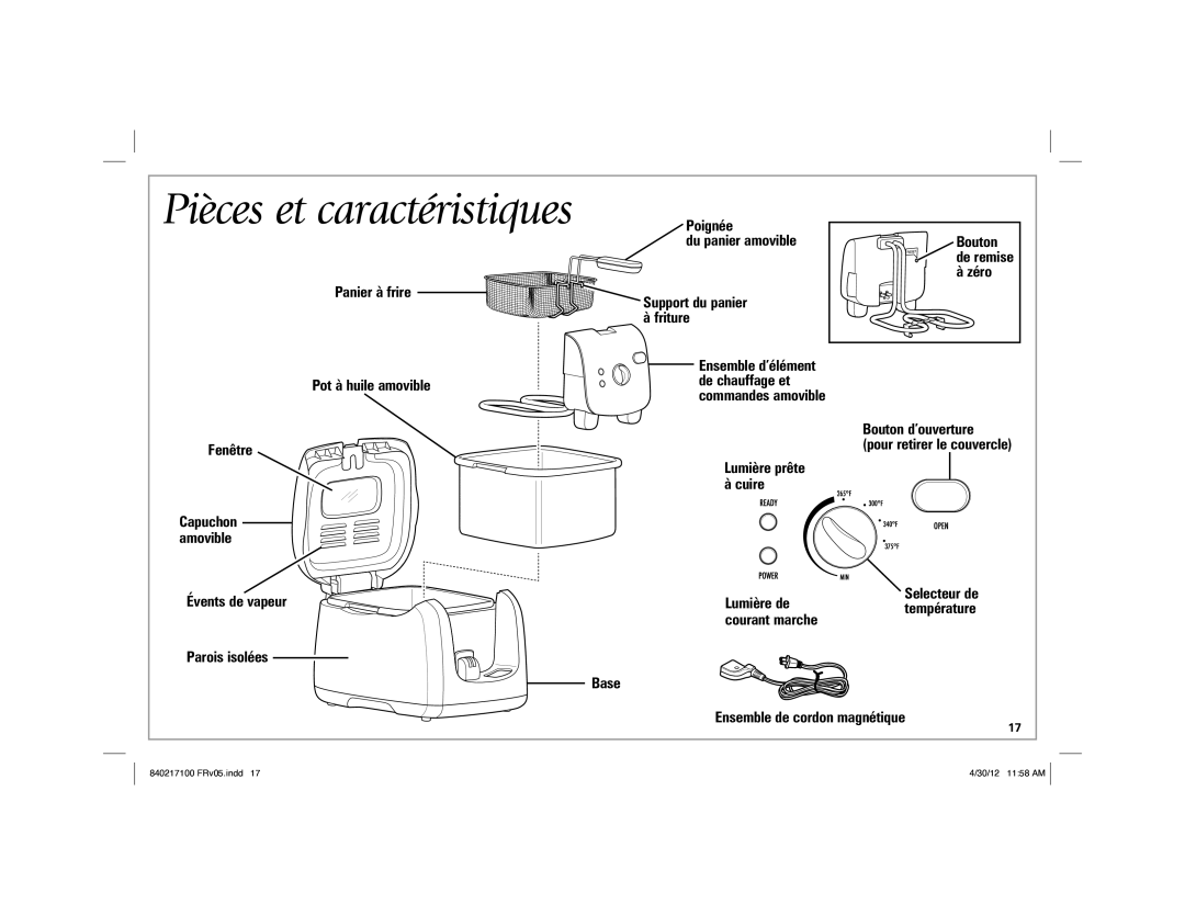 Hamilton Beach 35021 manual Pièces et caractéristiques, Bouton 