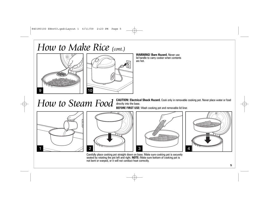 Hamilton Beach 37535 manual How to Make Rice 