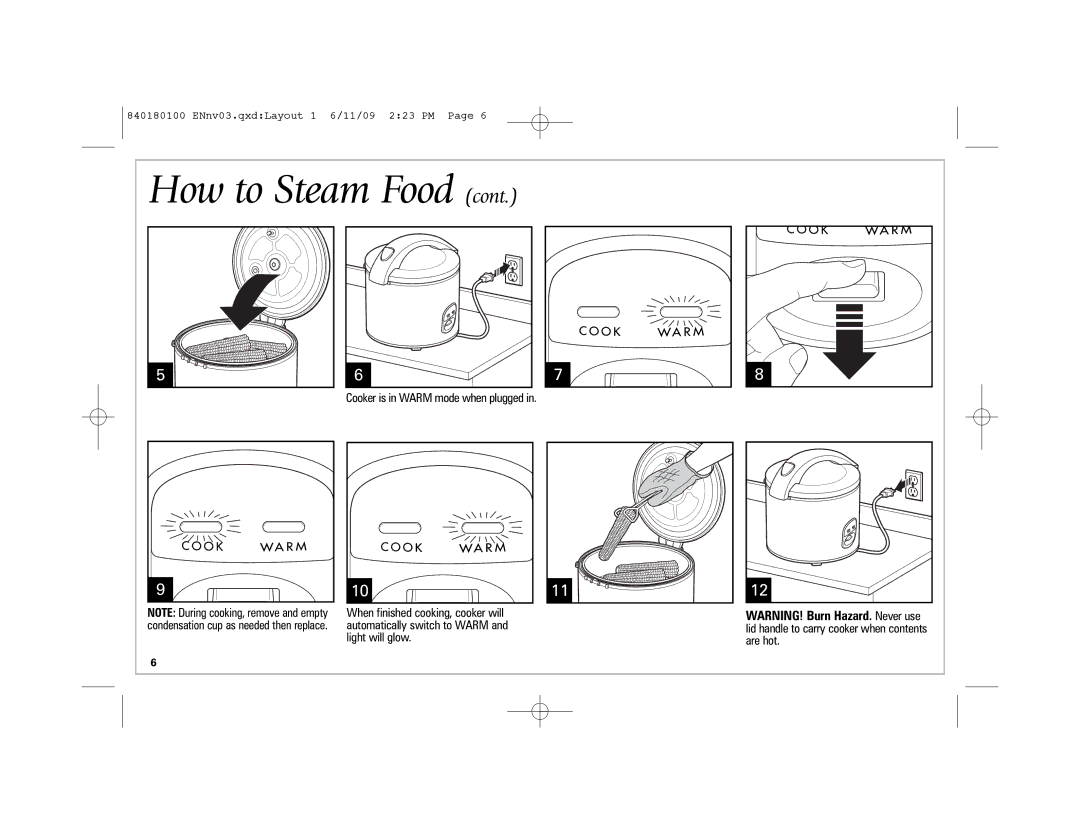 Hamilton Beach 37535 manual How to Steam Food 