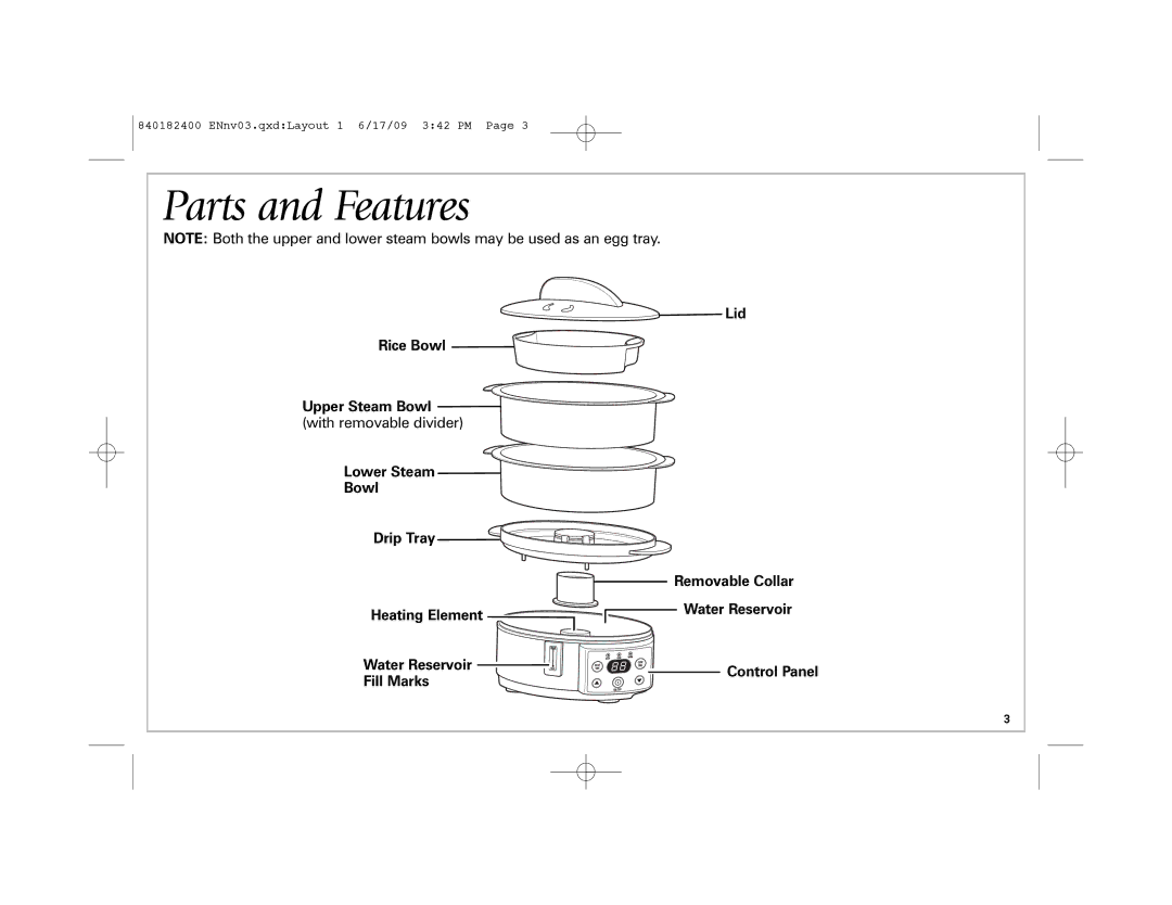 Hamilton Beach 37537 manual Parts and Features 