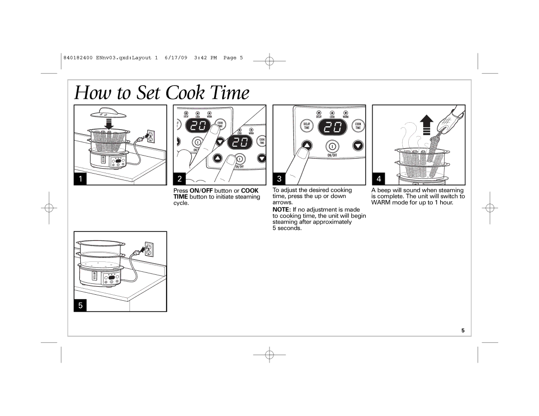 Hamilton Beach 37537 manual How to Set Cook Time 