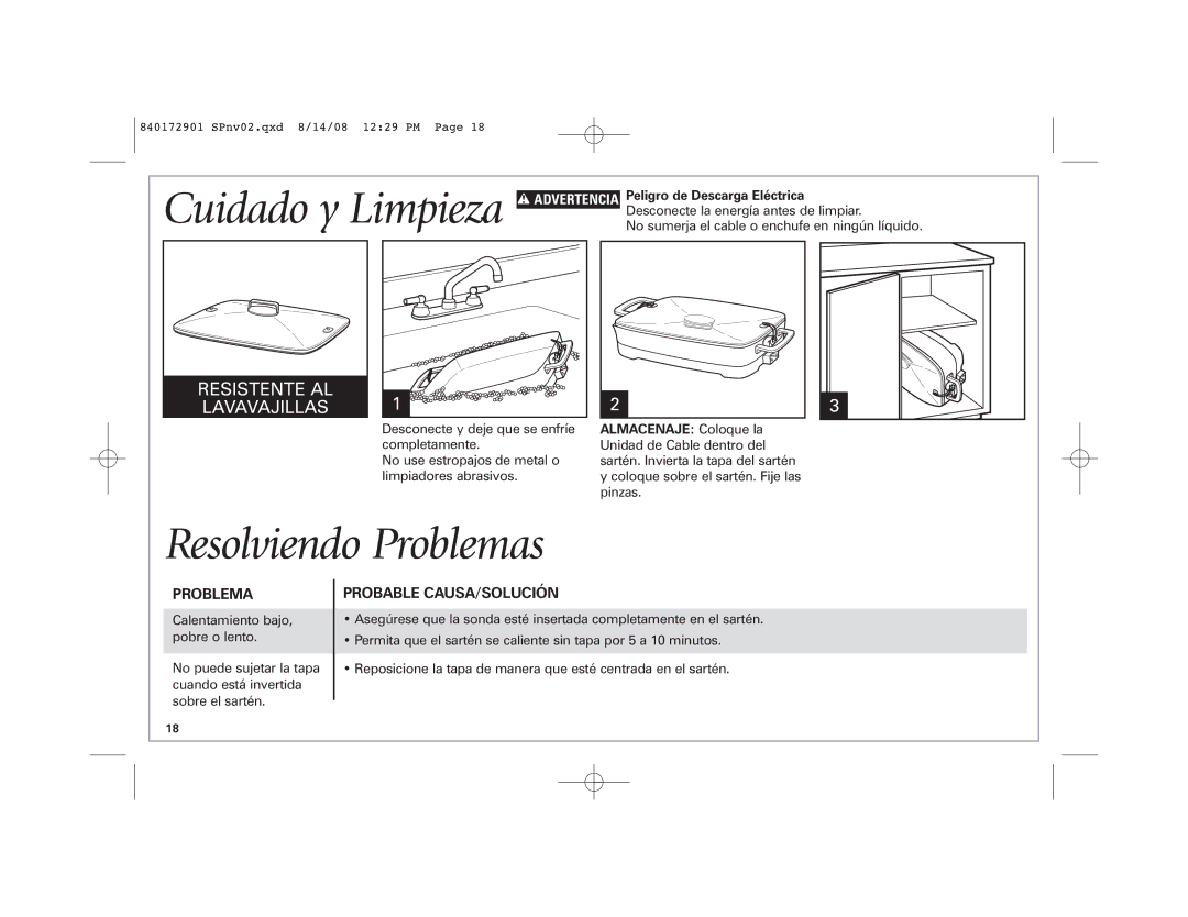 Hamilton Beach 38540 manual Resolviendo Problemas, Probable CAUSA/SOLUCIÓN, Peligro de Descarga Eléctrica 