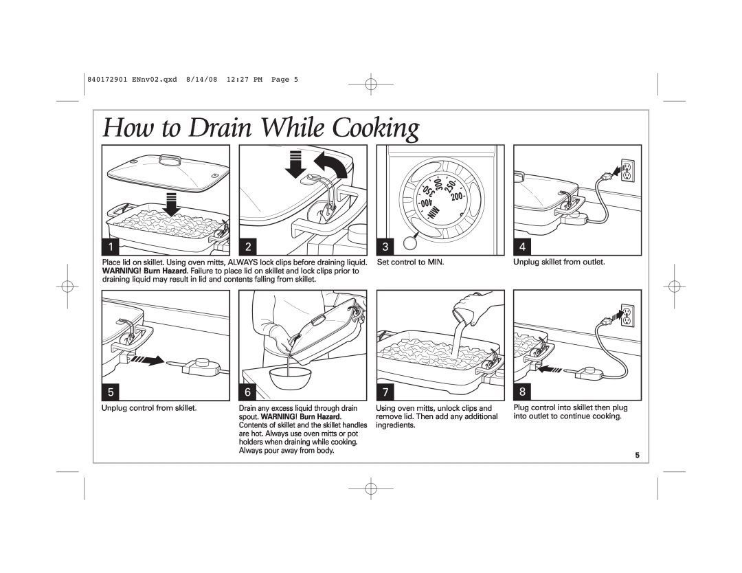 Hamilton Beach 38540C SK03 120 V~ 60 Hz 1500 W manual How to Drain While Cooking 