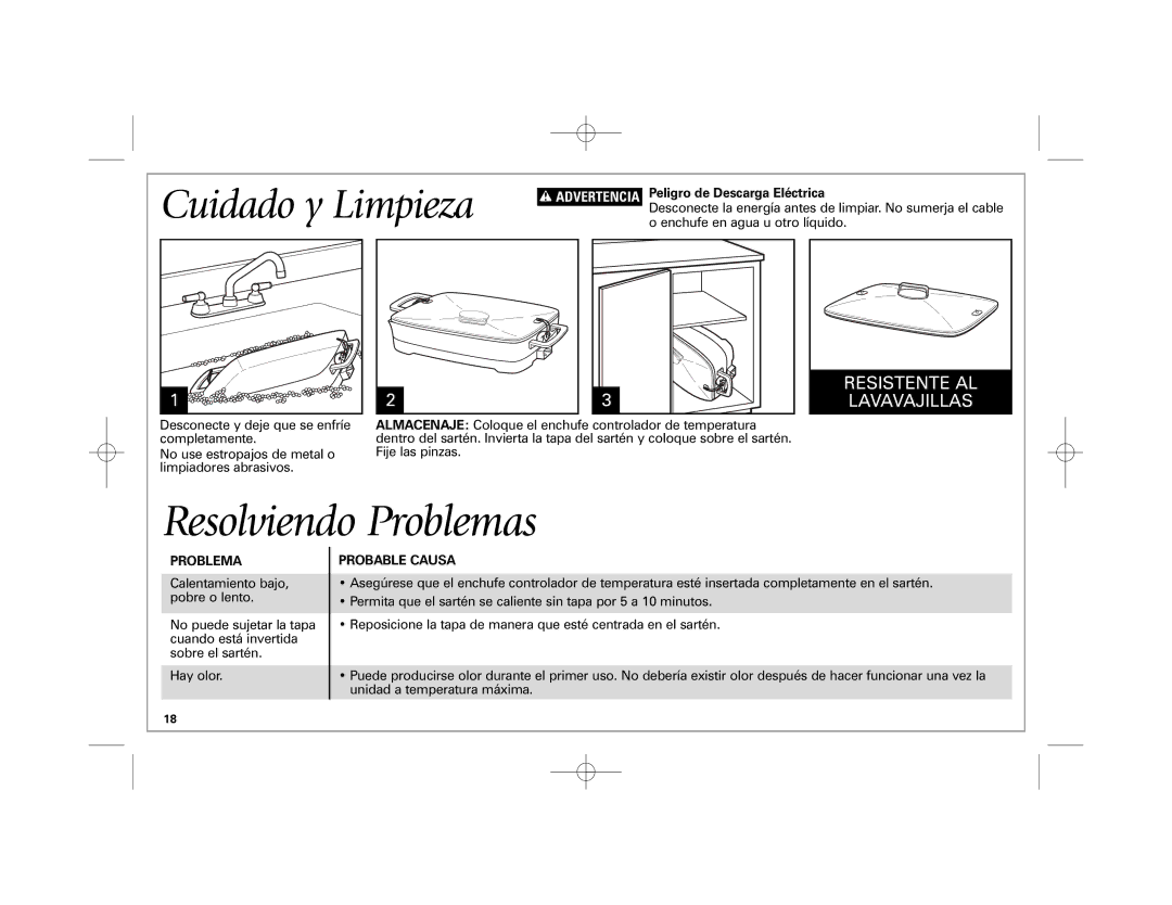 Hamilton Beach 38540 manual Resolviendo Problemas, Cuidado y Limpieza 