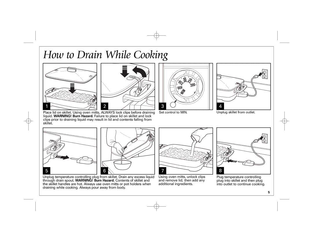 Hamilton Beach 38540 manual How to Drain While Cooking, 200 