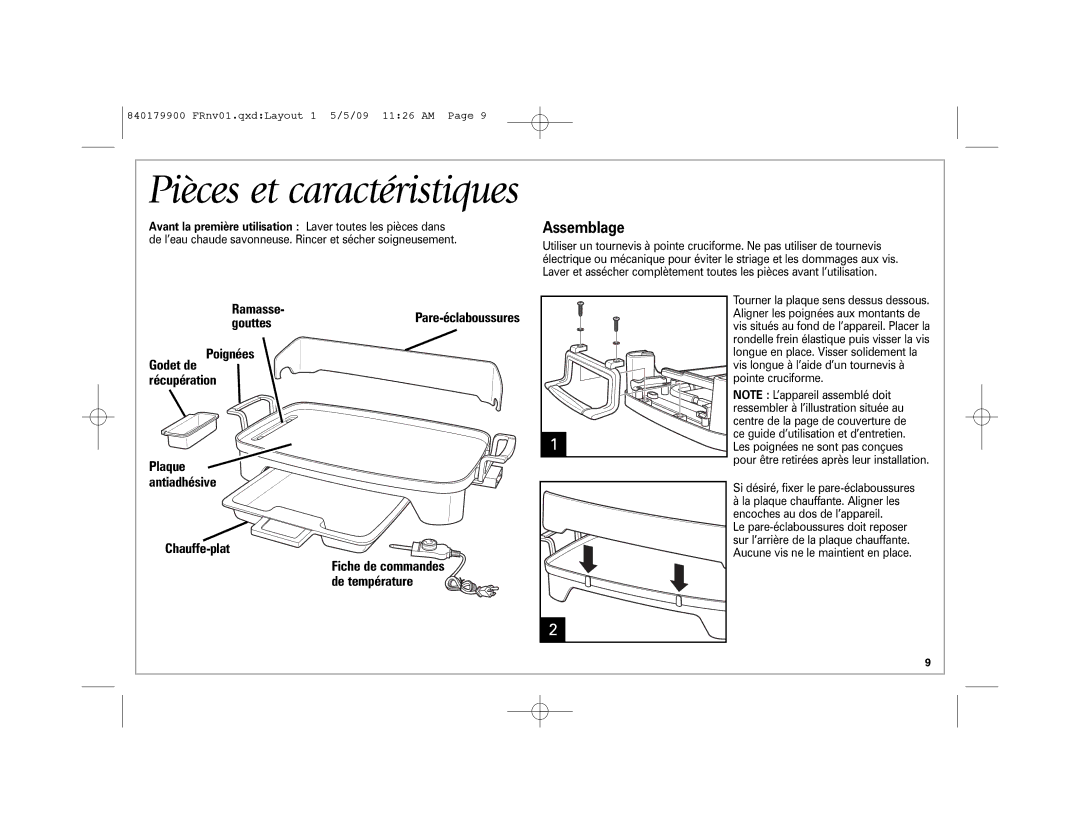 Hamilton Beach 38541 manual Pièces et caractéristiques, Pare-éclaboussures 