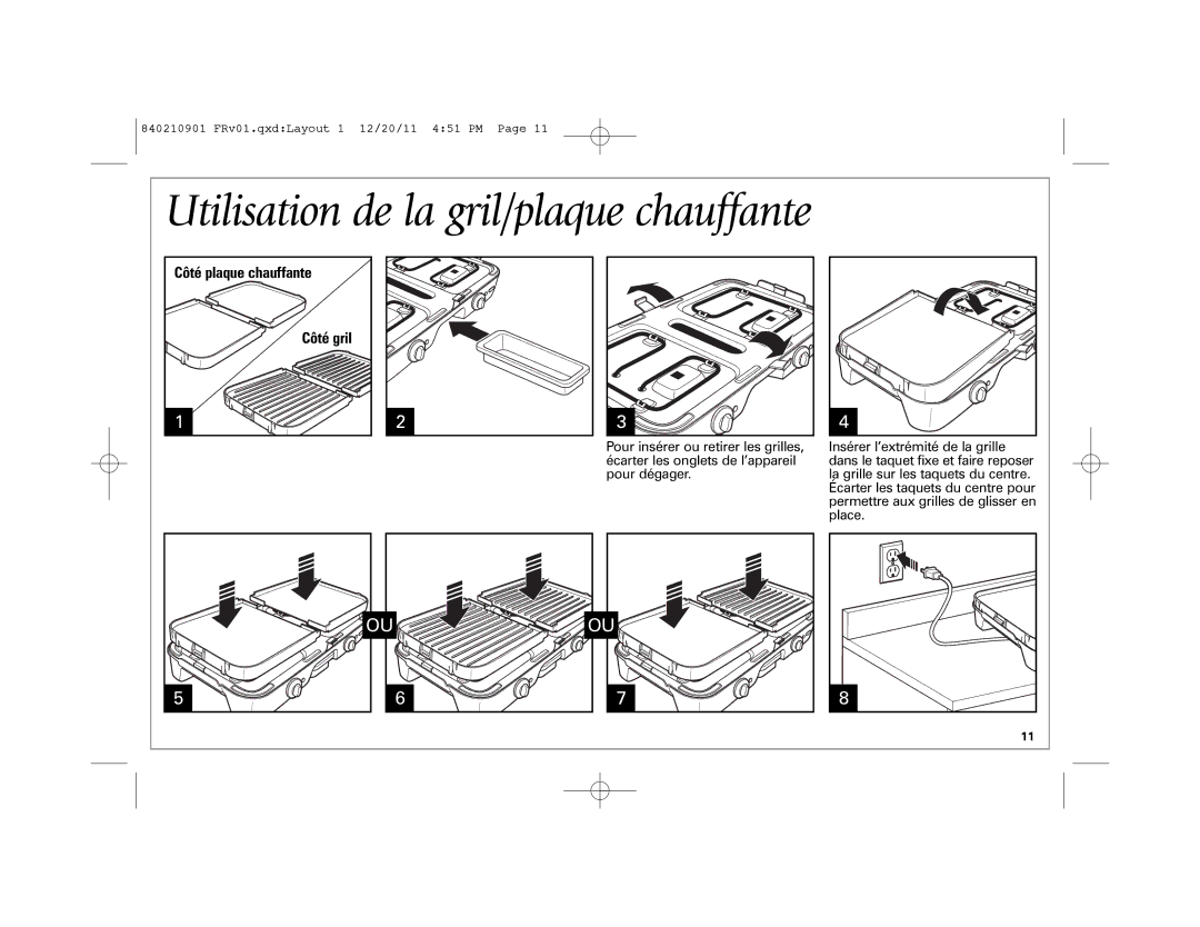 Hamilton Beach 38546 manual Utilisation de la gril/plaque chauffante 