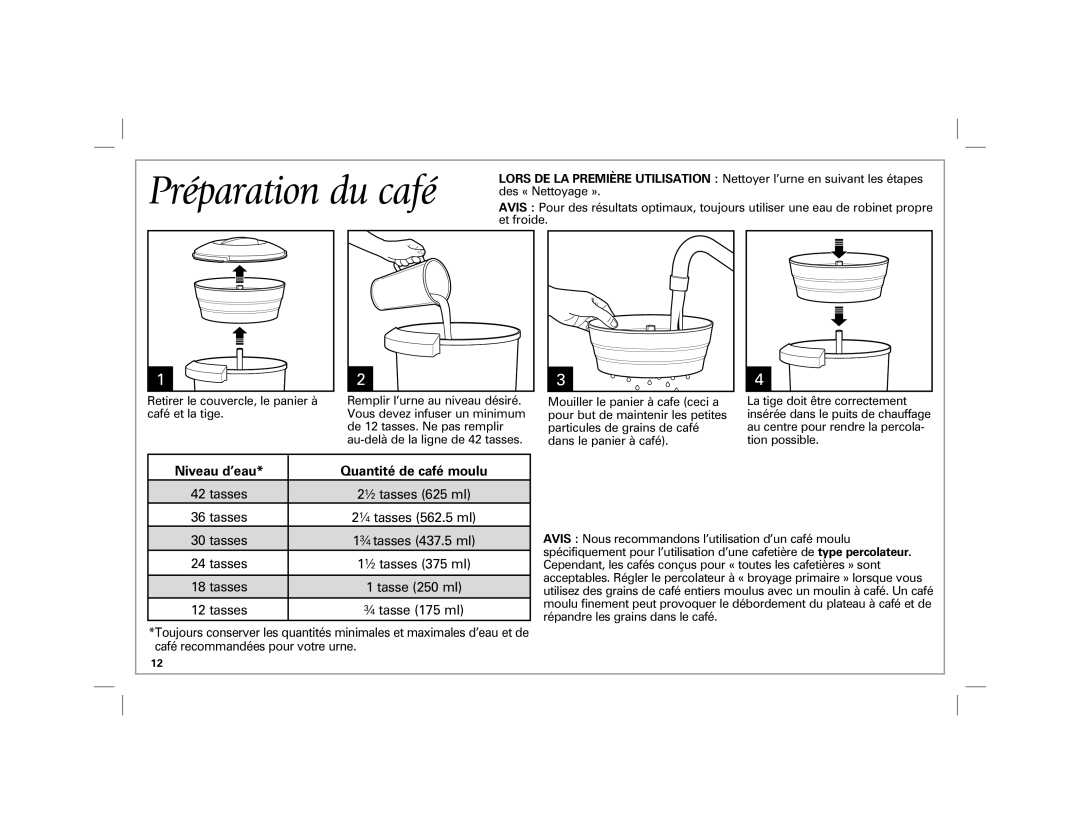 Hamilton Beach 40516 manual Des « Nettoyage », Et froide 