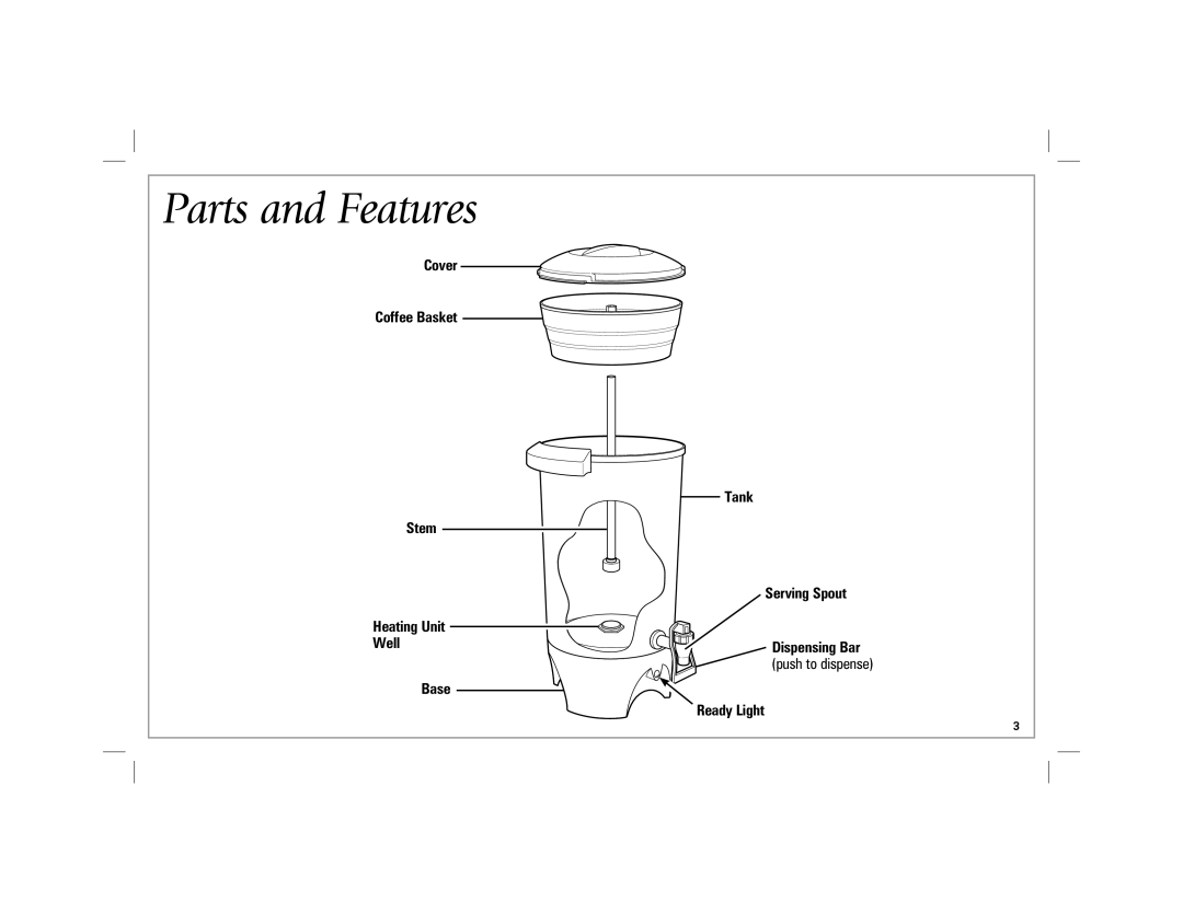 Hamilton Beach 40516 manual Parts and Features 