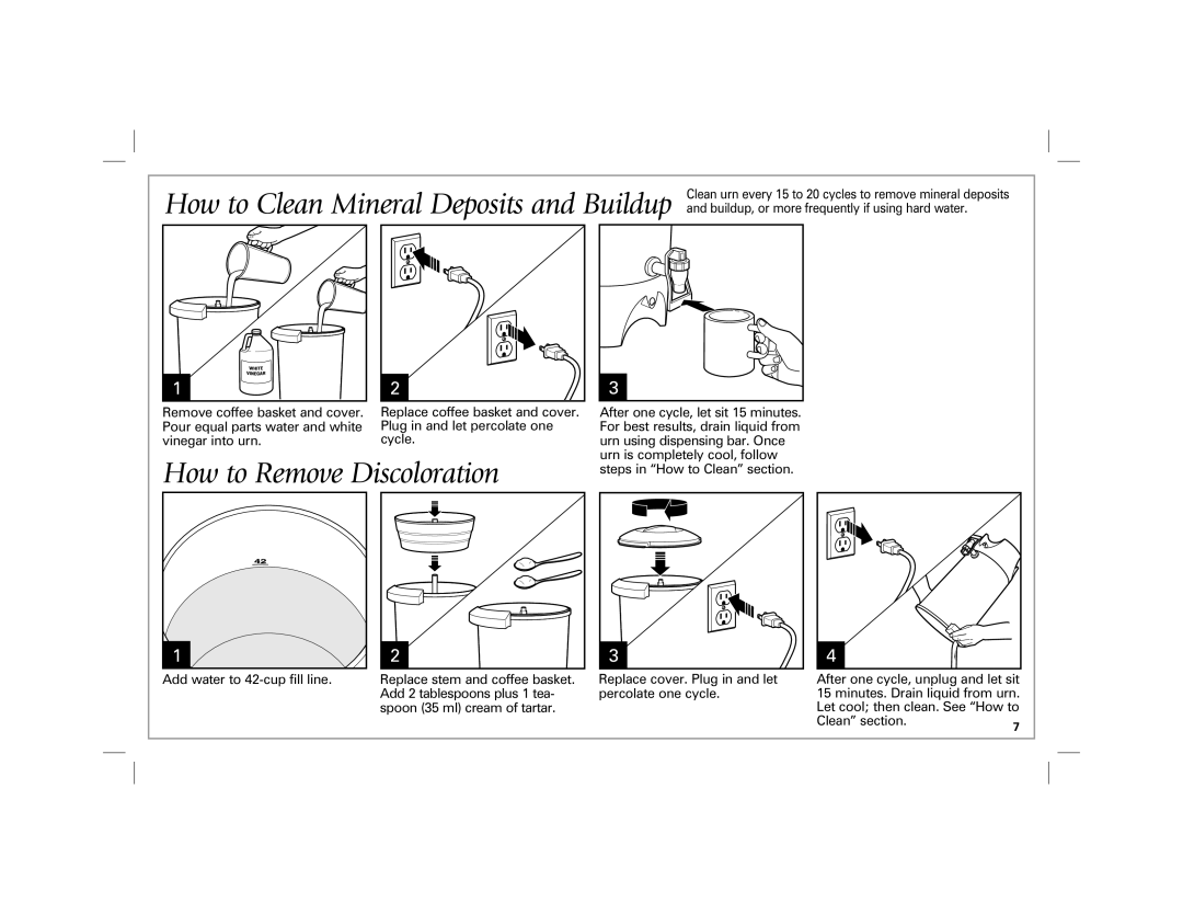 Hamilton Beach 40516 manual How to Clean Mineral Deposits and Buildup, Remove coffee basket and cover 