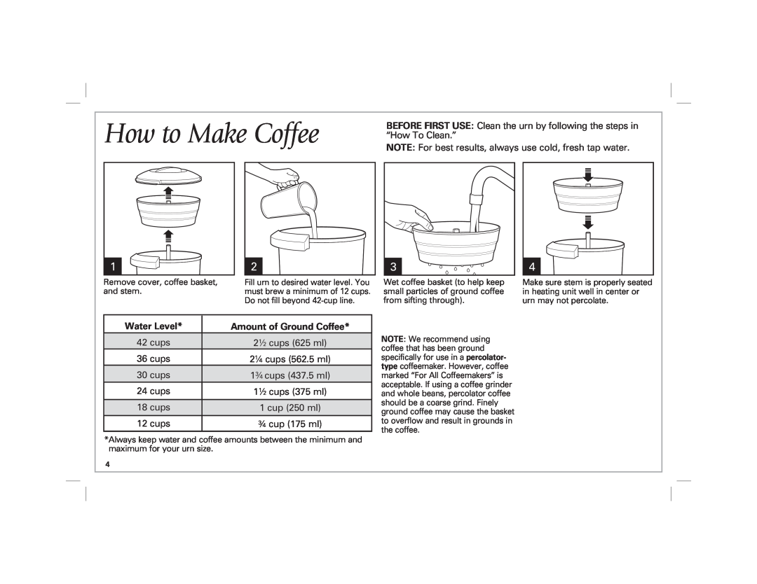 Hamilton Beach 40516 manual How to Make Coffee, Amount of Ground Coffee 