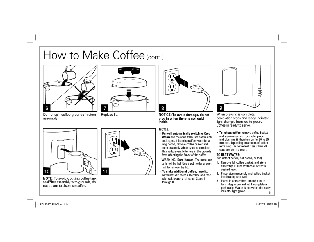 Hamilton Beach 40540 manual How to Make Coffee 