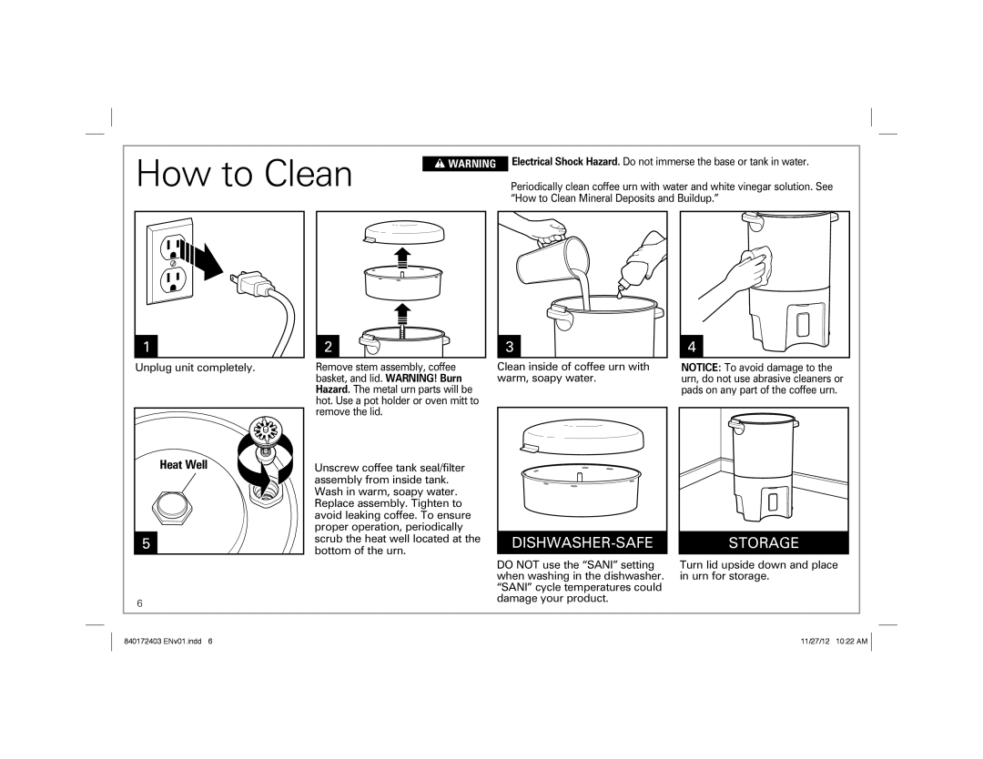 Hamilton Beach 40540 manual How to Clean, Heat Well 