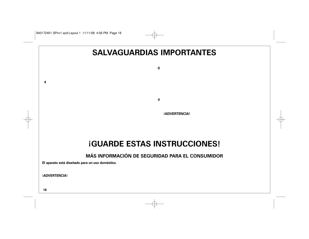 Hamilton Beach 40540 manual Salvaguardias Importantes 