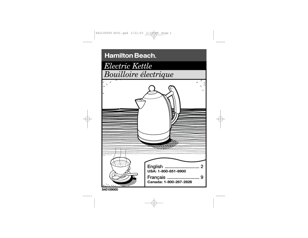 Hamilton Beach 40886 manual Electric Kettle 