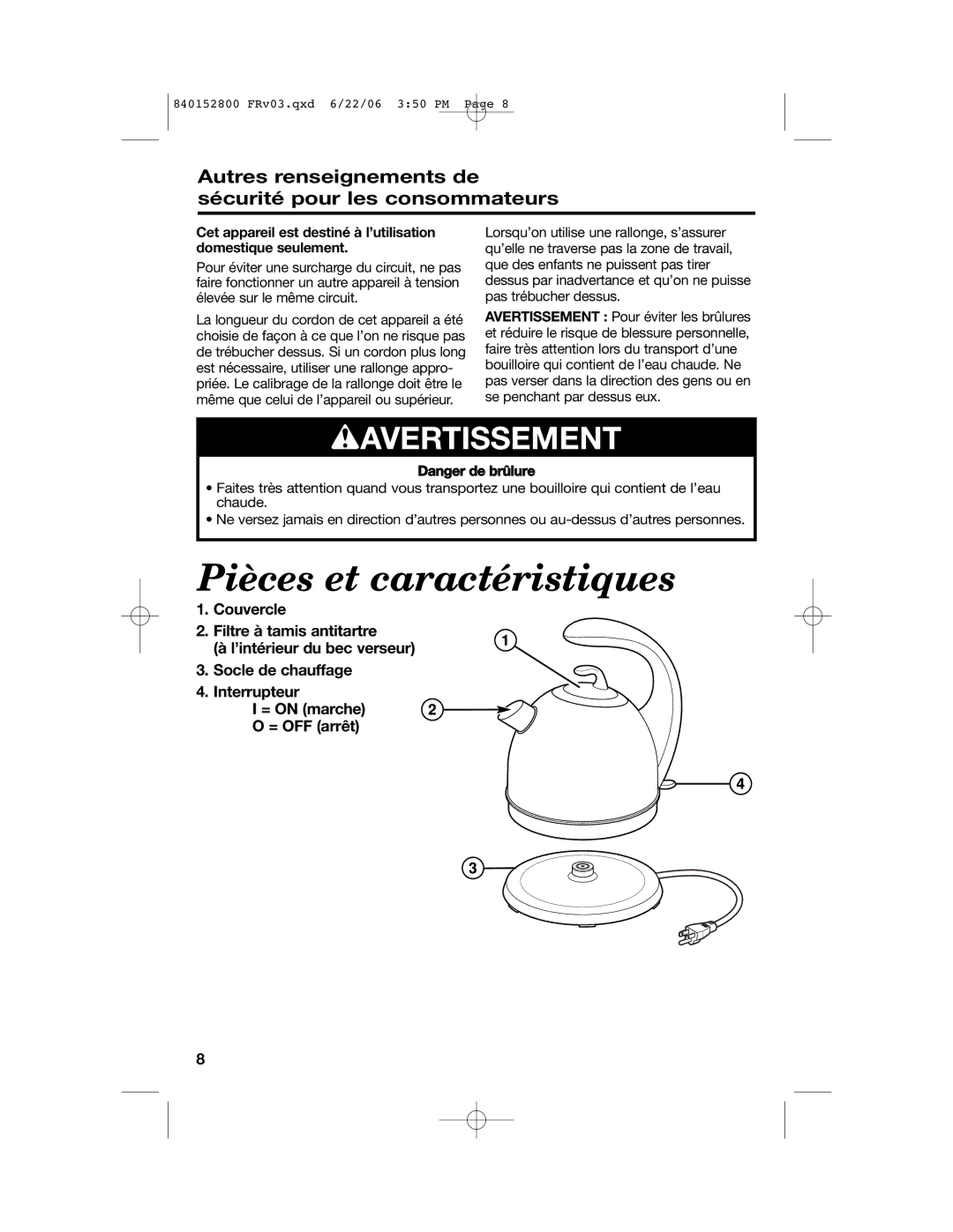 Hamilton Beach 40890 K14, 168950 K14 Pièces et caractéristiques, Autres renseignements de sécurité pour les consommateurs 