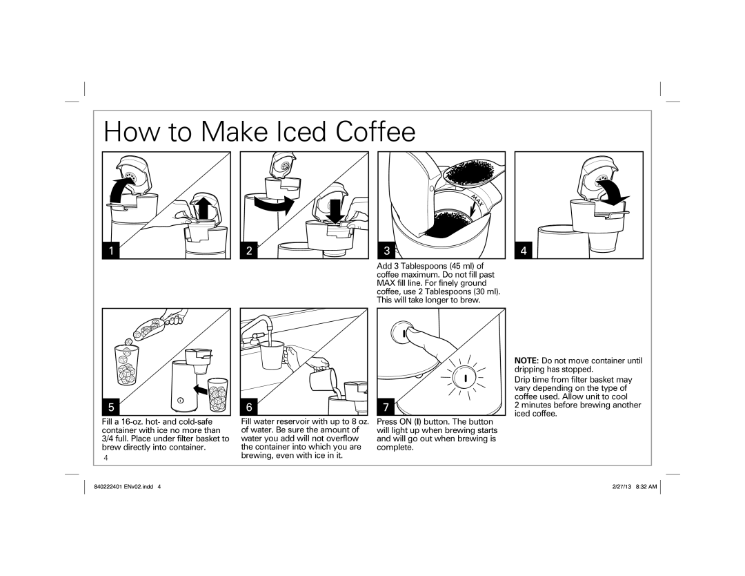 Hamilton Beach 40915, 40920, 40917 manual How to Make Iced Coffee 