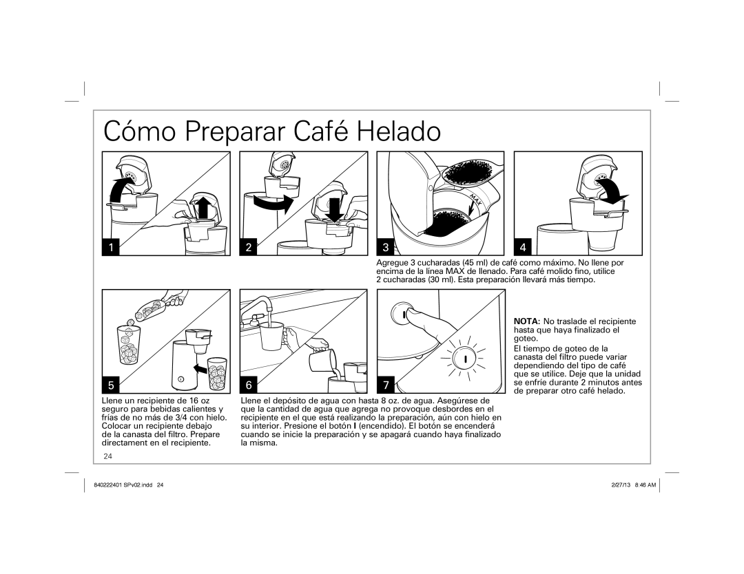 Hamilton Beach 40920, 40915, 40917 manual Cómo Preparar Café Helado 