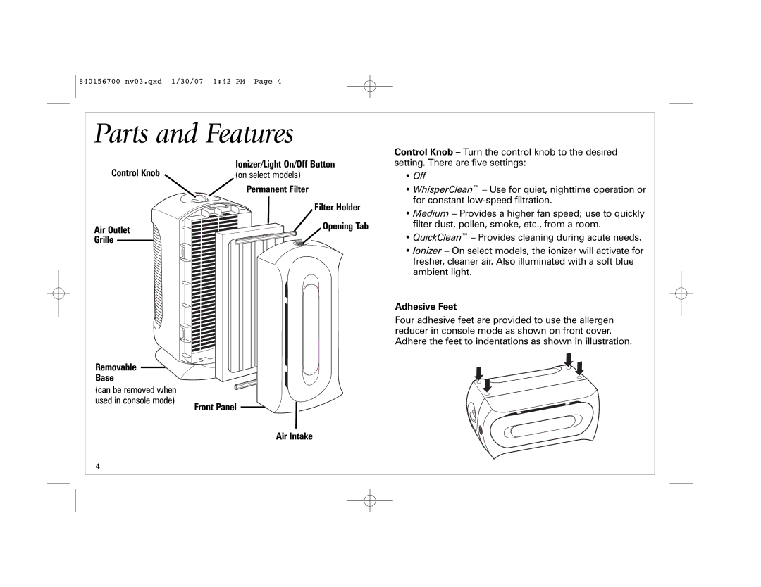 Hamilton Beach 4383 manual Parts and Features 