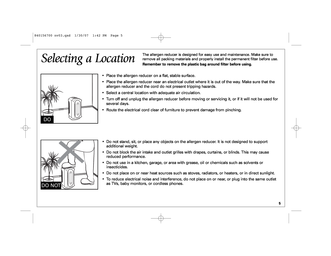 Hamilton Beach 4383 manual Do Do Not, Selecting a Location 