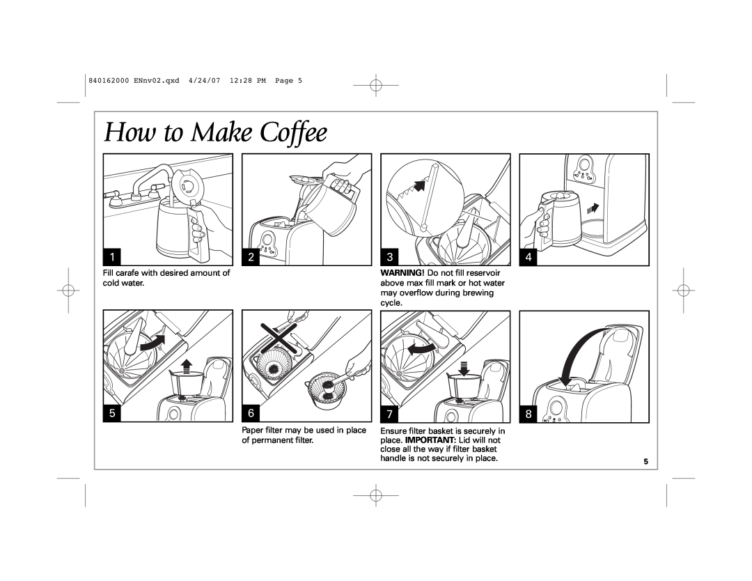 Hamilton Beach 44559 manual How to Make Coffee 