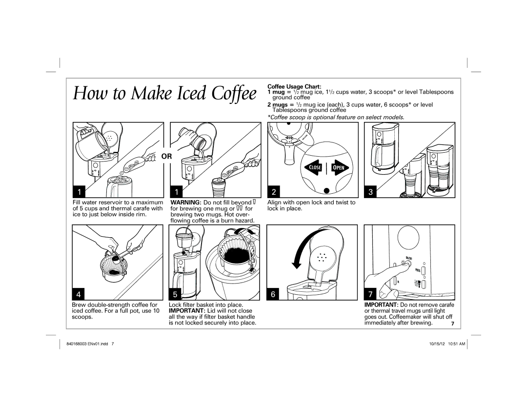 Hamilton Beach 45237R manual How to Make Iced Coffee 