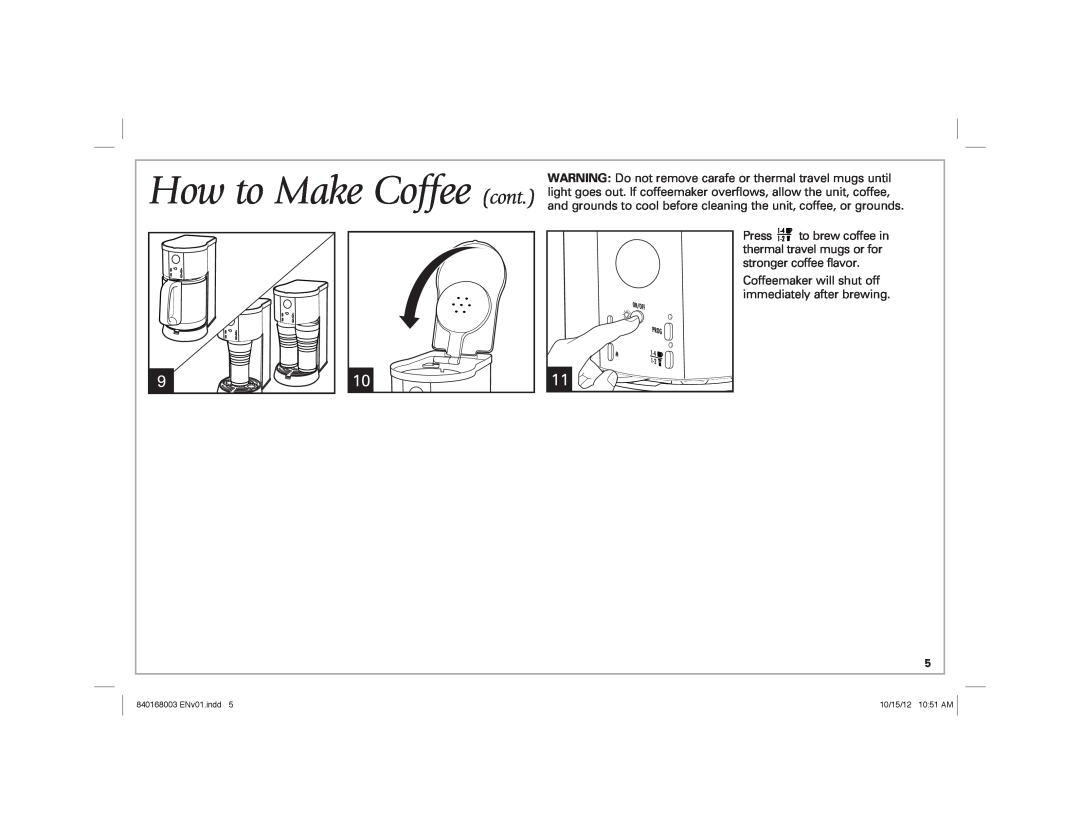 Hamilton Beach 45237R manual How to Make Coffee cont 