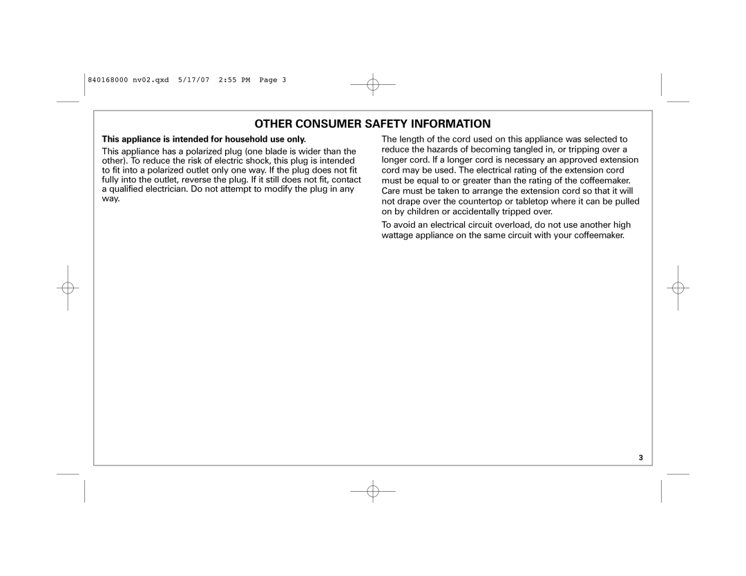 Hamilton Beach 45238C manual Other Consumer Safety Information 