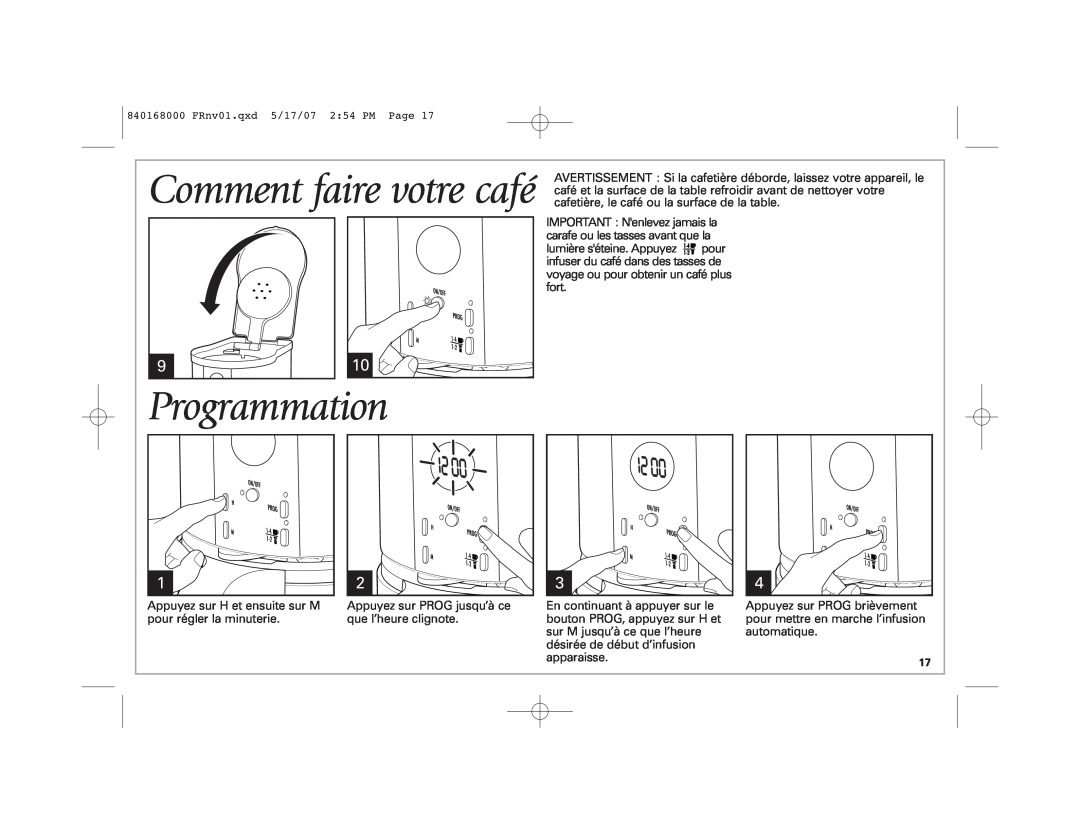 Hamilton Beach 45238C manual Programmation, Comment faire votre café 