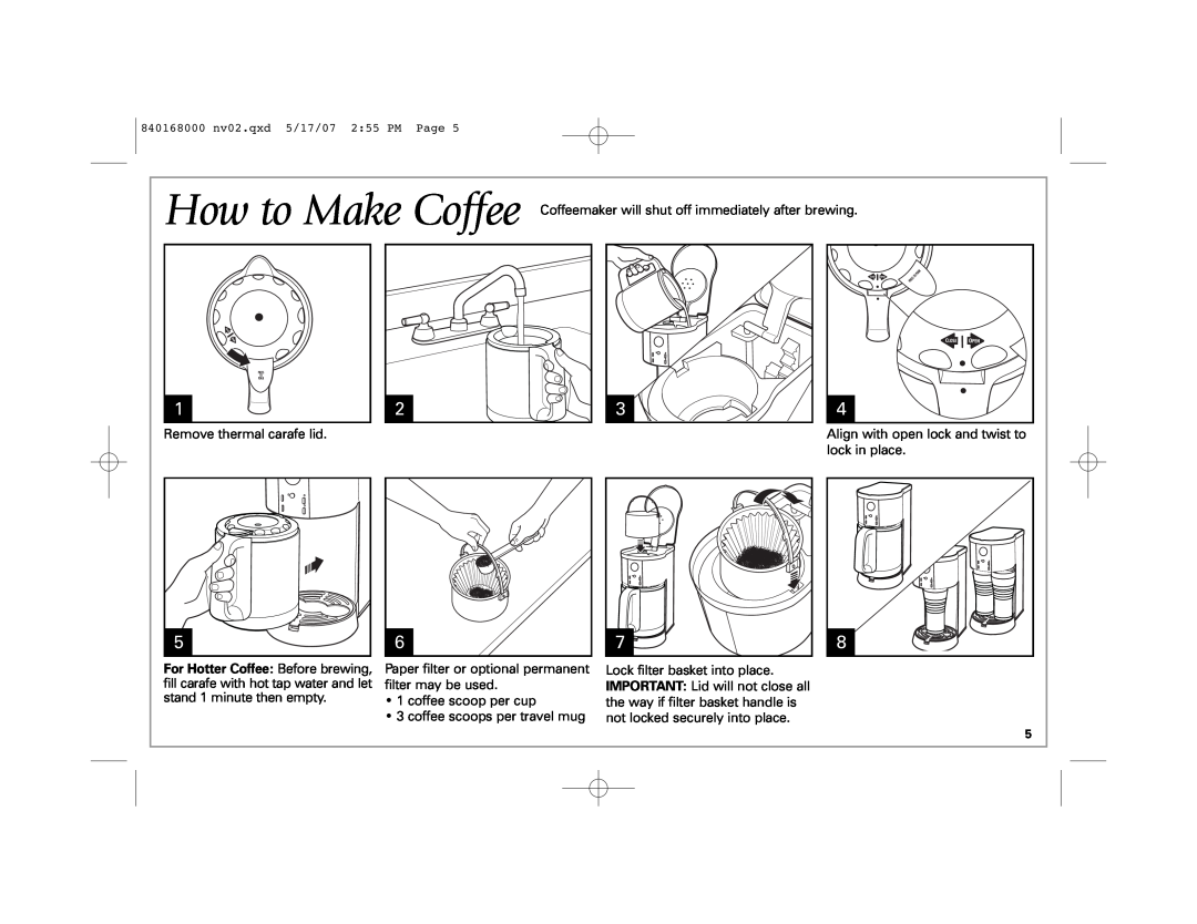 Hamilton Beach 45238C manual For Hotter Coffee Before brewing 