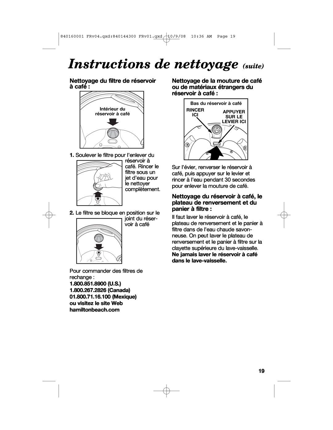 Hamilton Beach 47214 manual Instructions de nettoyage suite 