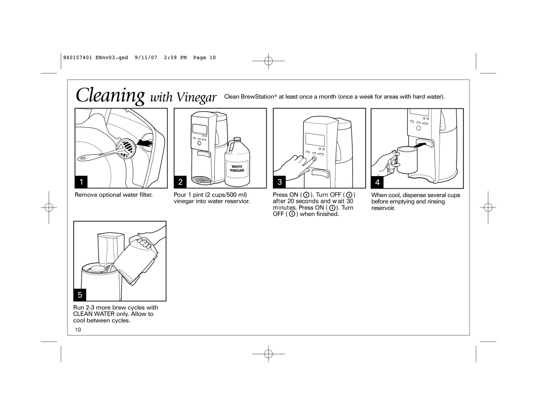 Hamilton Beach 47334C manual Cleaning with Vinegar 