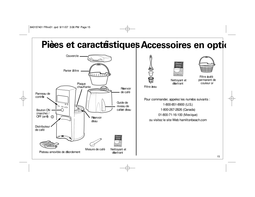 Hamilton Beach 47334C manual Accessoires en option 