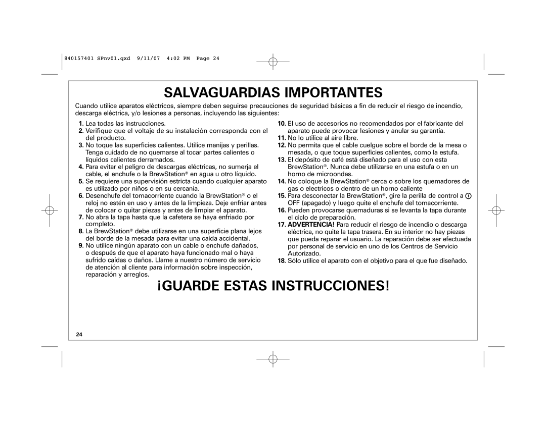 Hamilton Beach 47334C manual ¡GUARDE Estas Instrucciones 