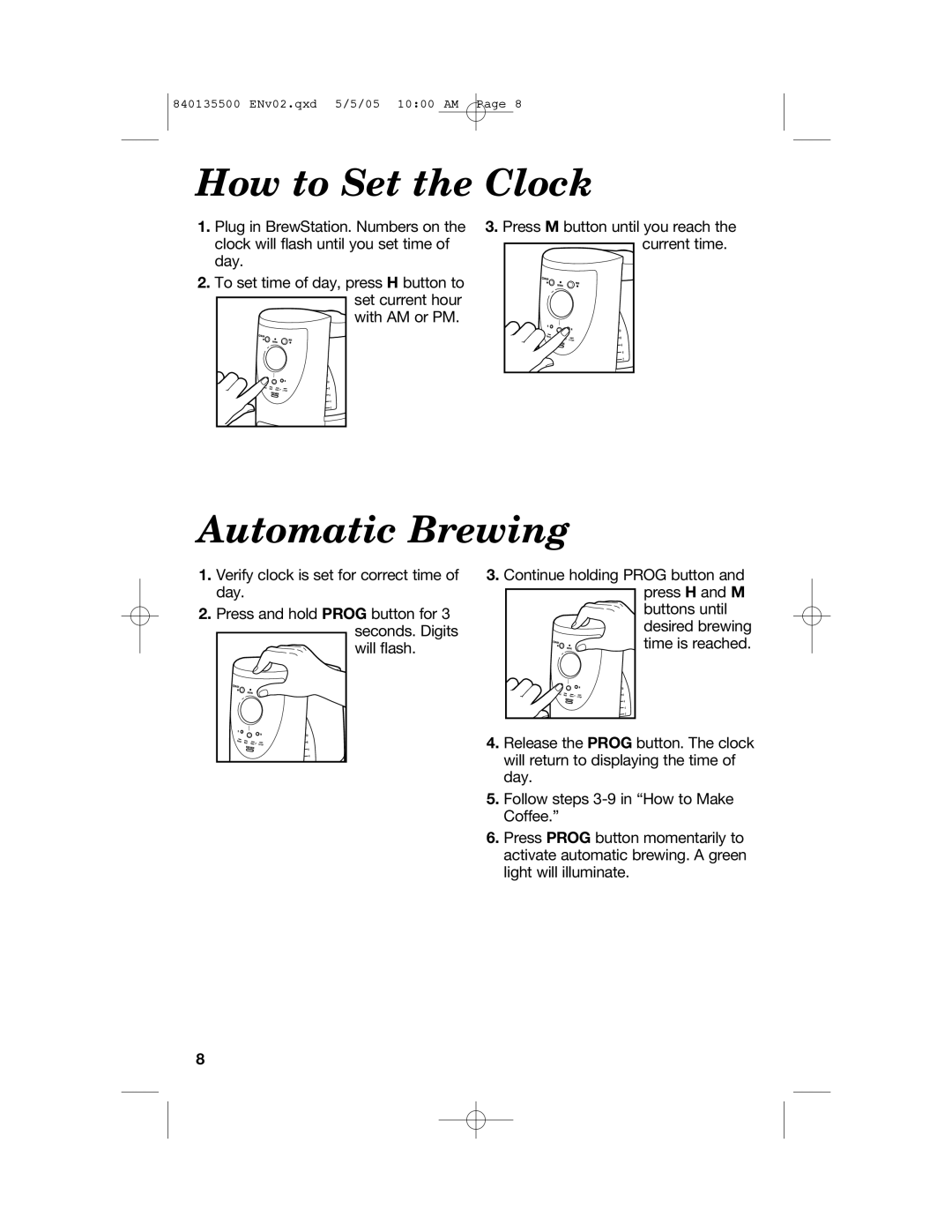 Hamilton Beach 47451 manual How to Set the Clock, Automatic Brewing 